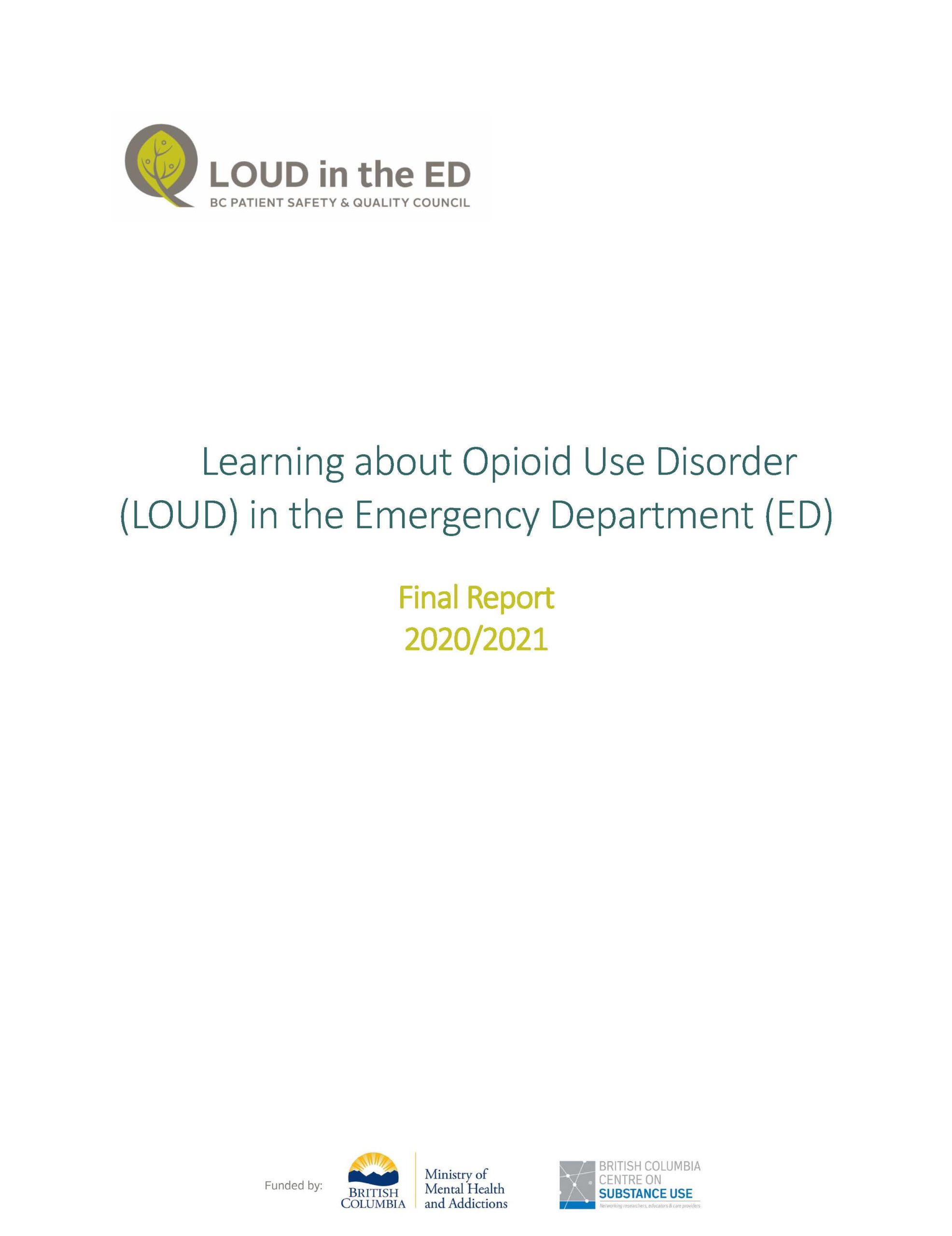 Learning about Opioid Use Disorder LOUD in the Emergency Department ED Cover